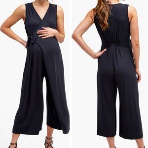 NOM Francesca Wide Leg Maternity Nursing Jumpsuit ladies size large black